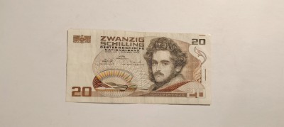 Bancnota 20 schilling 1985 Austria foto