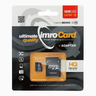 Card Memorie Imro MicroSD 128GB cu Adaptor UHS-3 100MB s 4K - Stocare Ultra-Rapida pentru Experiente de Inalta Calitate foto