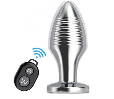 Dop Anal Remote Control, 10 Moduri Vibratii, Metal, USB, Argintiu, 7.5 cm foto