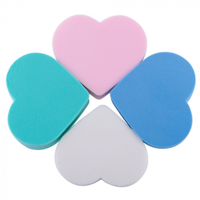 Set bureti Beautyblender, pentru aplicarea fondului de ten, in forma de inima,