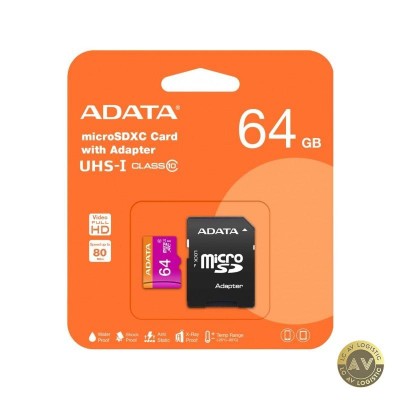 Card Memorie microSDXC Adata 64Gb Clasa 10 / UHS-1 U1 Cu Adaptor AUSDX64GUICL10-RA1 foto