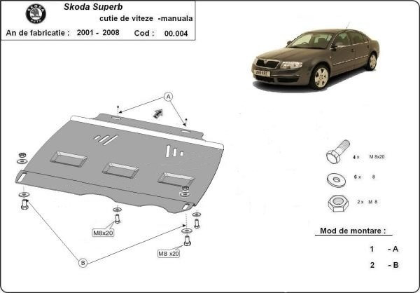 Scut metalic cutie de viteze manuala Skoda Superb 3U 2002-2008