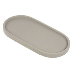 Platou Decorativ Oval, Model Ciment, Culoare Gri, Dimensiuni 35x18x2.5cm