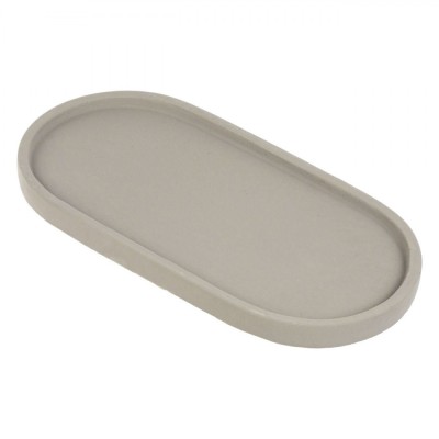 Platou Decorativ Oval, Model Ciment, Culoare Gri, Dimensiuni 35x18x2.5cm foto