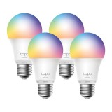 Smart Wi-Fi Light Bulb, Multicolor, 4-Pack SPEC: 2.4 GHz, IEEE 802.11b g n, E27 Base, 220-240 V, 50 60 Hz, Brightness: W: 806 lm R: 55 lm G: 140 lm B: