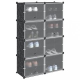 VidaXL Organizator cub de depozitare cu 8 cuburi și uși PP negru