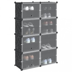 vidaXL Organizator cub de depozitare cu 8 cuburi și uși PP negru 4019579
