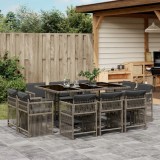 Gossi set mobilier de gradina cu perne, 11 piese, gri, poliratan