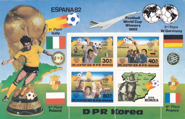 COREEA - CAMPIONATUL MONDIAL DE FOTBAL SPANIA, 1982, 1 M/SH, NEOBLITERAT