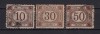 Taxa de plata tipar brun 1881-1885 - 10b, 30b, 50b stampilate, Stampilat
