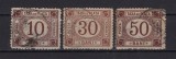 Taxa de plata tipar brun 1881-1885 - 10b, 30b, 50b stampilate