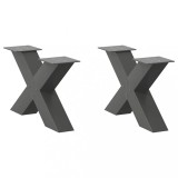 VidaXL Picioare pentru măsuță de cafea &icirc;n formă de X, 2 buc., antracit, 50x(30-31) cm, oțel