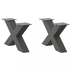 vidaXL Picioare pentru măsuță de cafea &icirc;n formă de X, 2 buc., antracit, 50x(30-31) cm, oțel 4012938
