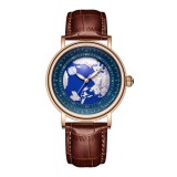 Ceas Barbati Lige 8963 Rose Gold-Albastru , Design Business, Functii Multiple, Afisaj Luminos, Rezistent la Apa 3ATM