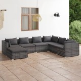 vidaXL Set mobilier de grădină cu perne, 7 piese, gri, poliratan 3101837
