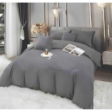 Cumpara ieftin Lenjerie de Pat Brodate , Cearceaf cu Elastic, 6 Piese, Blană de Iepure Artificială cu Fir Scurt, Gri Inchis - JOJ634