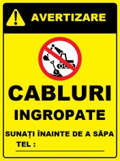 Placuta de avertizare pentru cabluri ingropate foto