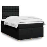 VidaXL Pat box spring cu saltea, negru, 120x200 cm, textil 3291263