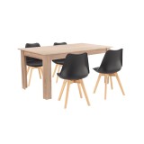Cumpara ieftin Set de masă Lola 4+1 negru-stejar Sonoma