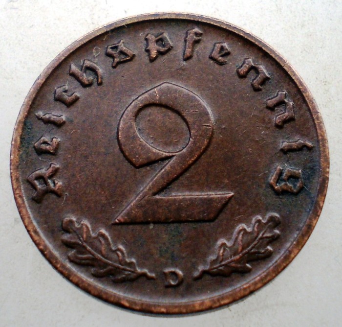 2.907 GERMANIA 2 REICHSPFENNIG 1939 D