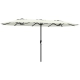 Outsunny Umbrelă de grădină exterioară, umbrelă dublă mare 4,6 m cu manivelă și protecție UV50+, husă de protecție, crem | Aosom Romania
