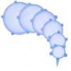 Set 12 capace din silicon, pentru vase fara capac, extensibile, reutilizabile, diferite dimensiuni, albastru