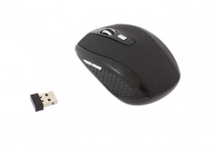 Mouse optic wireless cu functie de economisire a bateriei, 6 butoane si transmitator mini USB, Negru foto