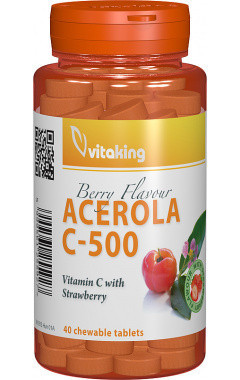 Vitamina C 500mg cu Acerola si Gust de Capsuni 40cpr Vitaking foto