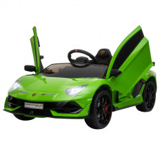 HOMCOM Masina Electrica pentru Copii, Automobil Lamborghini Aventador cu Telecomanda, Faruri LED, Muzica, Varsta 3-8 Ani, Verde | Aosom RO