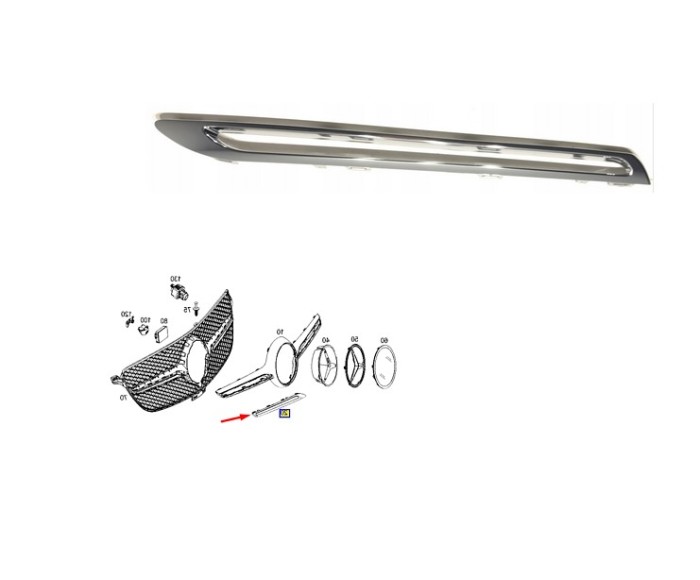 Ornament grila fata MERCEDES Clasa GLE (W166), 08.2015-03.2020, partea dreapta, crom; inferior,