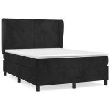 Cumpara ieftin Pat box spring cu saltea, negru, 140x200 cm, catifea