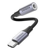 CABLU ADAPTOR Ugreen, &quot;AV142&quot;, USB Type-C(T) la Jack 3.5mm(M), lungime 10cm, gri &quot;30632&quot; (timbru verde 0.08 lei) - 6957303836321