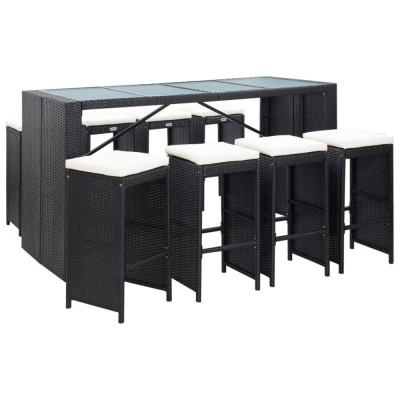 Set mobilier de bar de exterior, negru, poliratan foto