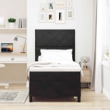 Cumpara ieftin Pat cu arcuri cu headboard Negru 90 x 190 cm Catifea