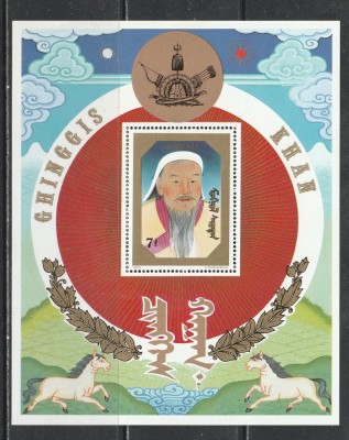 Mongolia 1990 - #538 Chinggis Khaan S/S 1v MNH foto