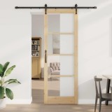 Set Ușă Glisantă cu Set de Feronerie 83x232 cm Lemn Masiv de Pin