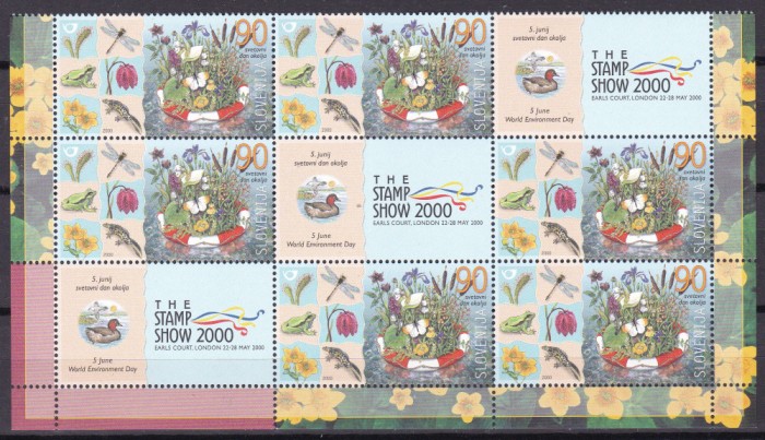 Slovenia 2000 flori fauna pr. mediului MI 311 kleib. de 6 cu vigniete MNH