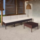vidaXL Set mobilier de grădină cu perne, 5 piese, maro, poliratan 3094323