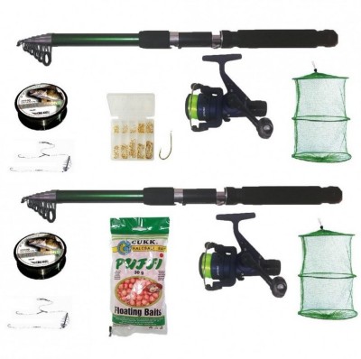 Set pescuit sportiv cu 2 lansete 2,4m, doua mulinete, doua juvelnice, 2 gute, ace si pufi foto