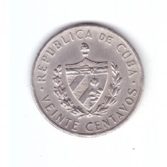 Moneda Cuba 20 centavos 1968 Jose Marti, stare foarte buna, curata