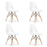 Cumpara ieftin Set 4 scaune stil scandinav, Artool, Osaka, policarbonat, lemn, transparent, 46x52x82 cm