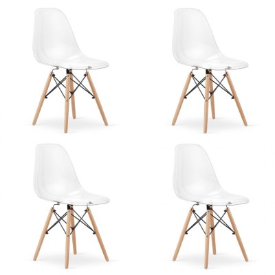 Set 4 scaune stil scandinav, Artool, Osaka, policarbonat, lemn, transparent, 46x52x82 cm foto