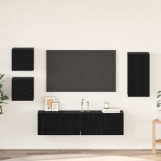 vidaXL Set comodă TV Pe perete 5 pcs Stejar negru 160 x 30 x 30.5 cm 3393349
