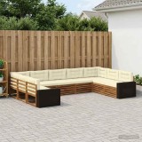 Cumpara ieftin Set de canapele de exterior 9 buc. 9-Locuri Natural si Crem
