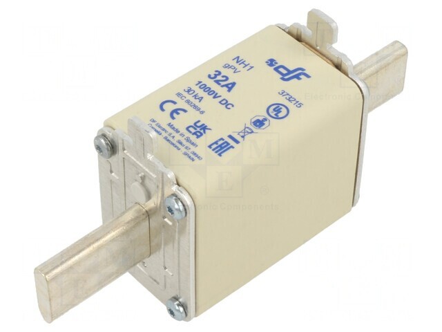 Siguranță gPV 32A 1kVDC NH1 Ceramică Argintie