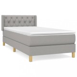 Cumpara ieftin Pat continental cu saltea, gri deschis, 80x200 cm, textil