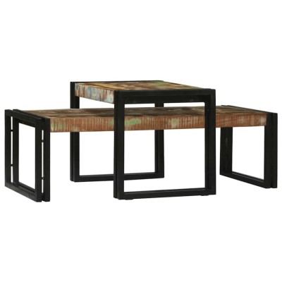vidaXL Masă de cafea 2 pcs Multicolour Lemn masiv reciclat 4104723 foto