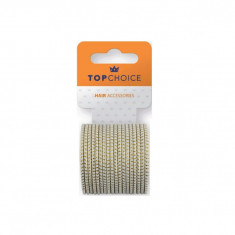 Set 18 bucati Elastic de par Top Choice, crem cu insertii aurii, TC22463