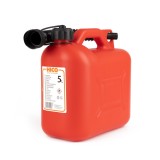 Canistra din plastic 5L pentru benzina, motorina si uleiuri, cu palnie pentru alimentare, produs polonez Borg Hico, certificat UN