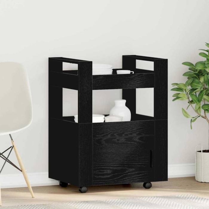 vidaXL Troler de Bucătărie Stejar negru 60 x 45 x 80 cm Lemn compozit 862122